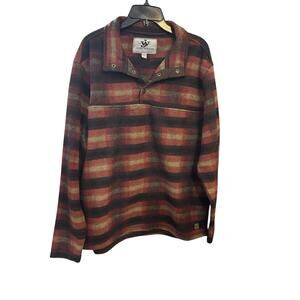 Vintage John Wayne Fleece 1/4 Snap Pullover Orange Brown Large